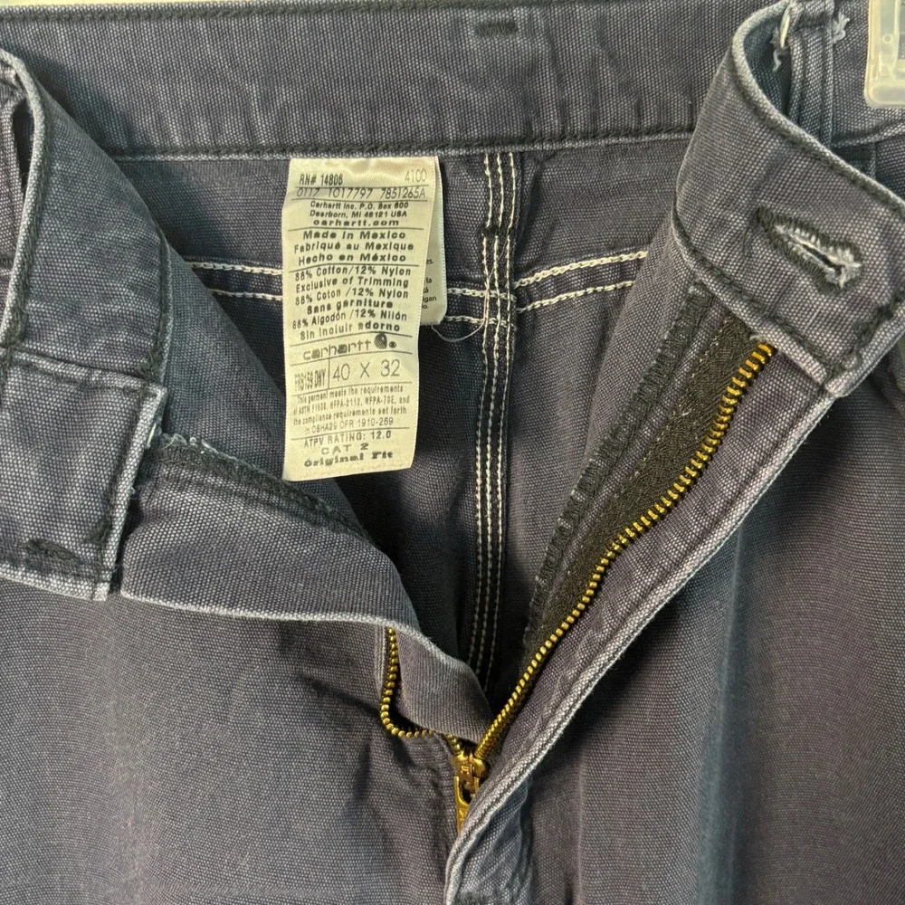 Carhartt FR Flame Resistant Work Pants Mens 40x32 Navy Blue FRB159 DNY Canvas - Picture 4 of 8